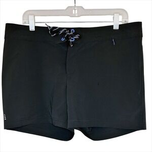 Lands End Board Shorts Womens 12 Medium Black Swim Shorts Swimwear UPF Lace Up